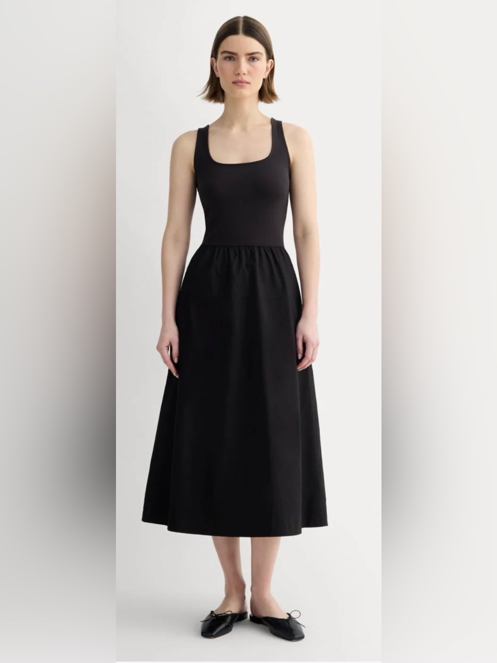 Everlane Riviera Dress in Black, Tank-Style, Full Skirt. Size S